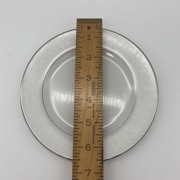 4 Vtg Crown Victoria Fine China Lovelace 6 1/2" Small Bread Plates Silver Trim - Picture 2 of 12